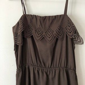 Kensie Cinced Eyelet Overlay Midi Dress